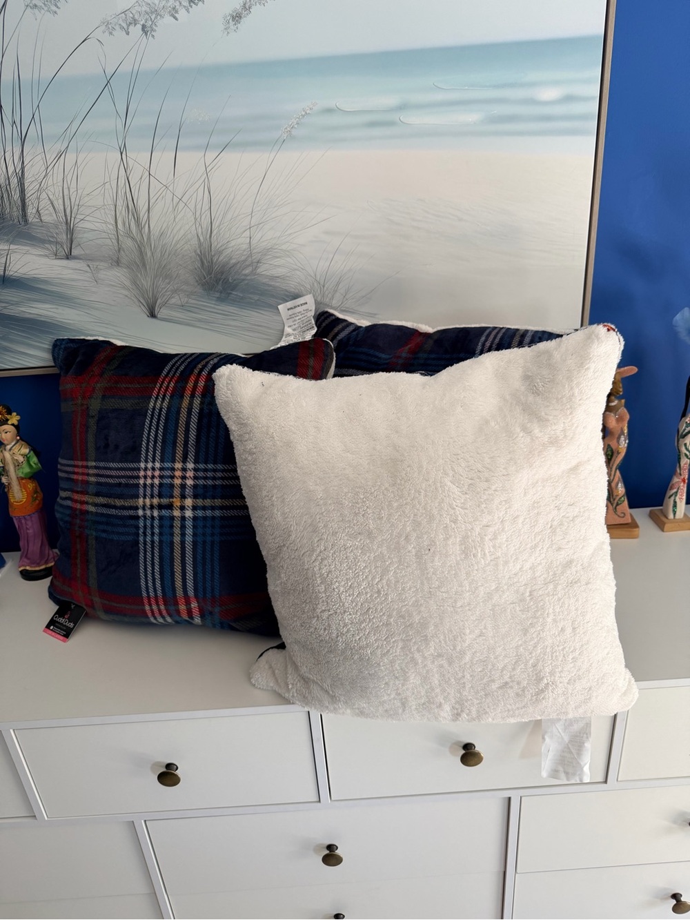 3 Cuddl Duds Plaid Print Plush Throw Pillow. 20”x20”. Multicolor. New with Tags - Picture 6 of 16